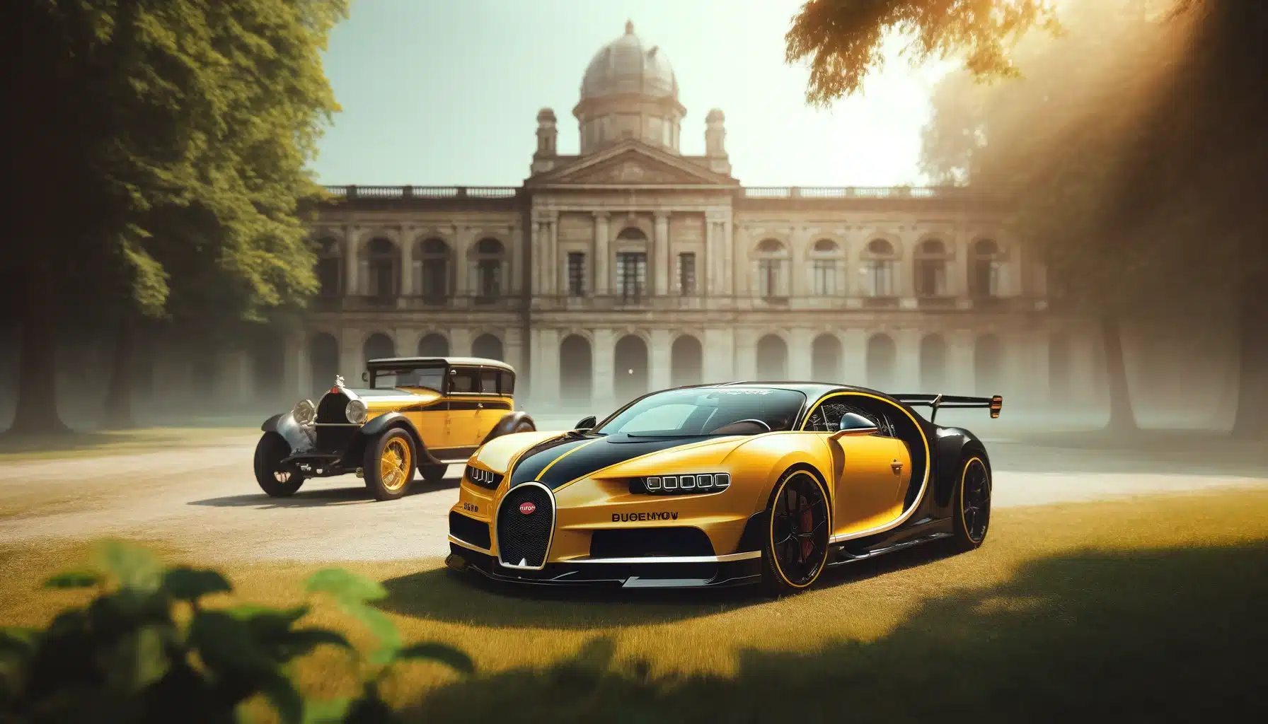 La Bugatti Chiron Super Sport 'Type 55 1 of 1' et une Bugatti vintage